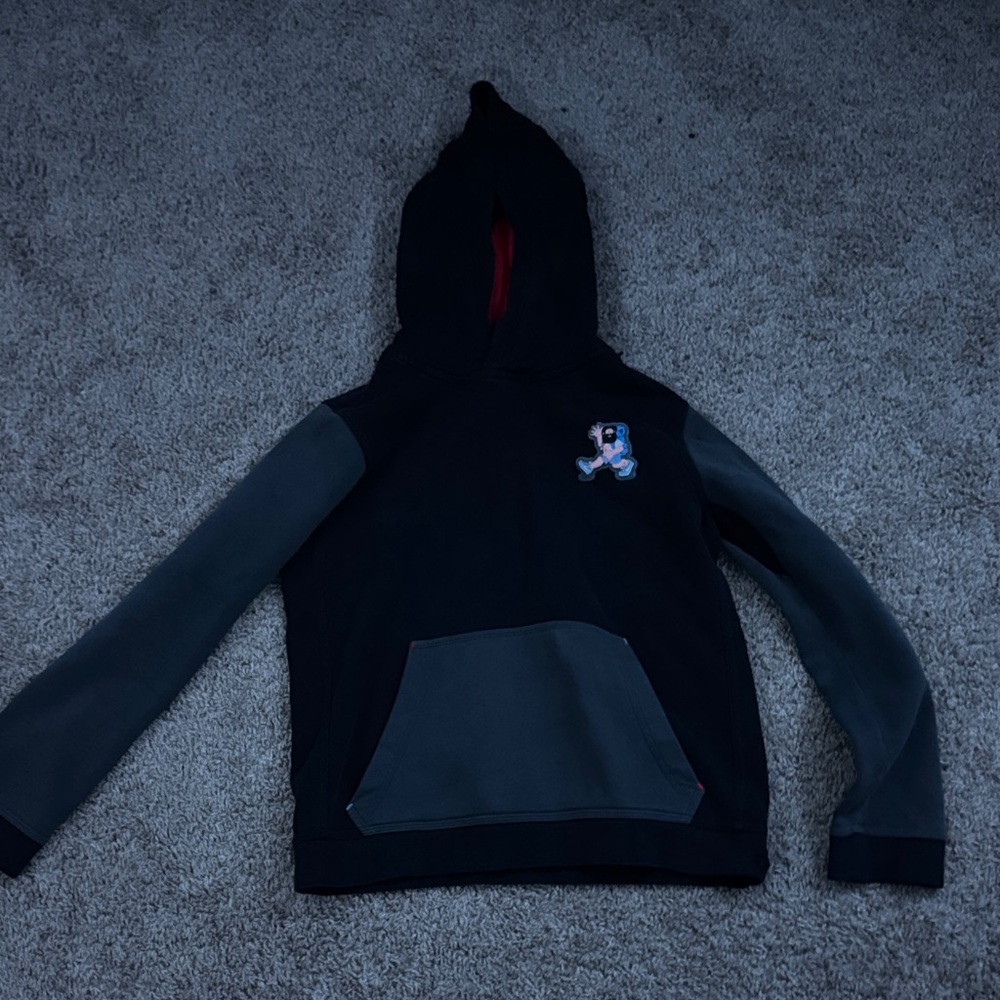 Nike Kids Black and Gray Hoodie with Patch